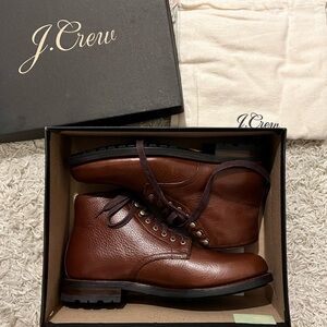 J. Crew Kenton Plain Toe Boots Brown Leather Lace Up Boots Size 9
